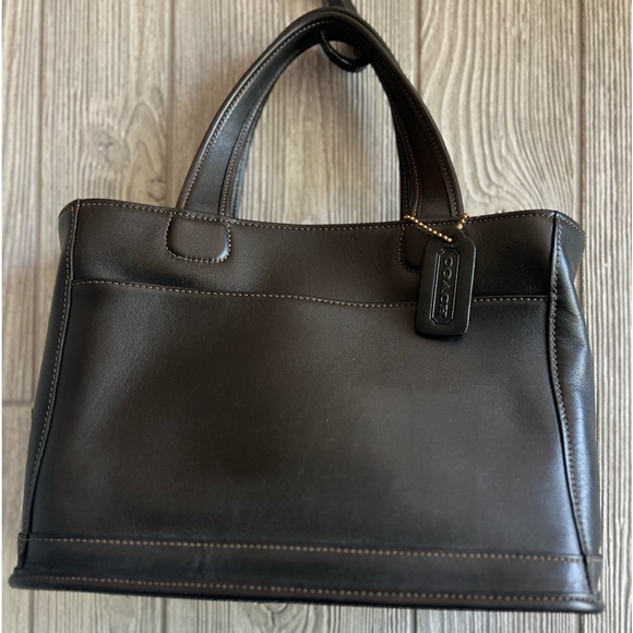 Vintage Coach Bleecker Street handbag. Made in USA 🇺🇸 outside pocket, dk gray - Picture 14 of 15